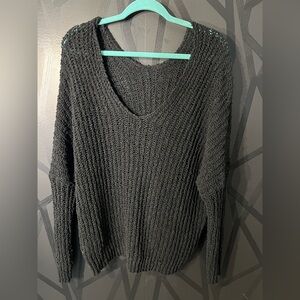 Sheer off shoulder layering sweater